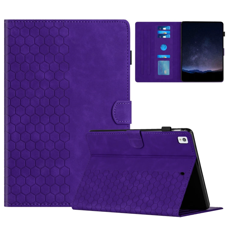 For Samsung Galaxy Tab A 10.1 2019 T510 Honeycomb Embossed Leather Tablet Case(Purple) by bashfashion
