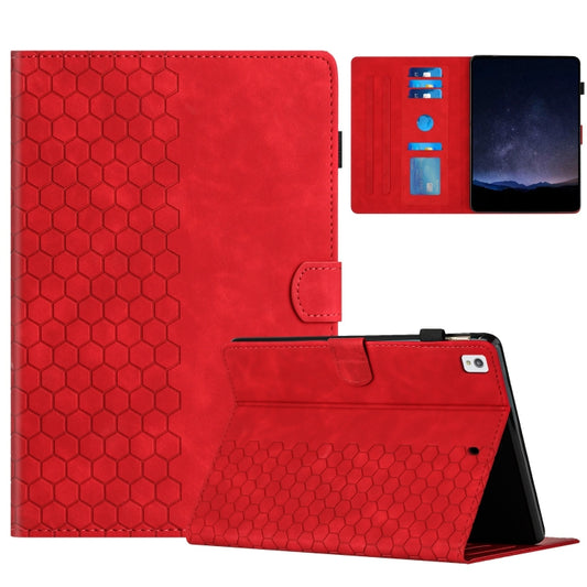 For Samsung Galaxy Tab A 10.1 2019 T510 Honeycomb Embossed Leather Tablet Case(Red) by bashfashion