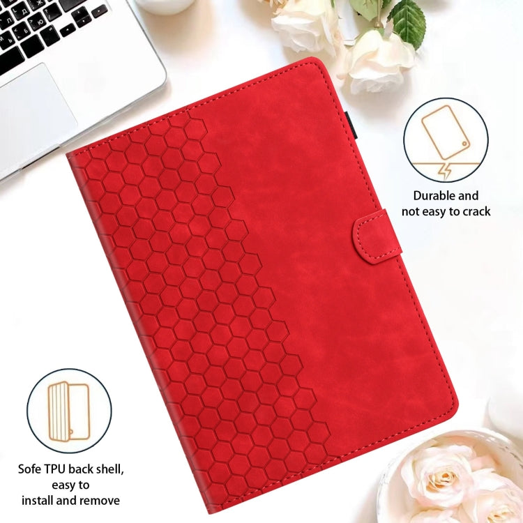 For Samsung Galaxy Tab A 10.1 2019 T510 Honeycomb Embossed Leather Tablet Case(Red) by bashfashion