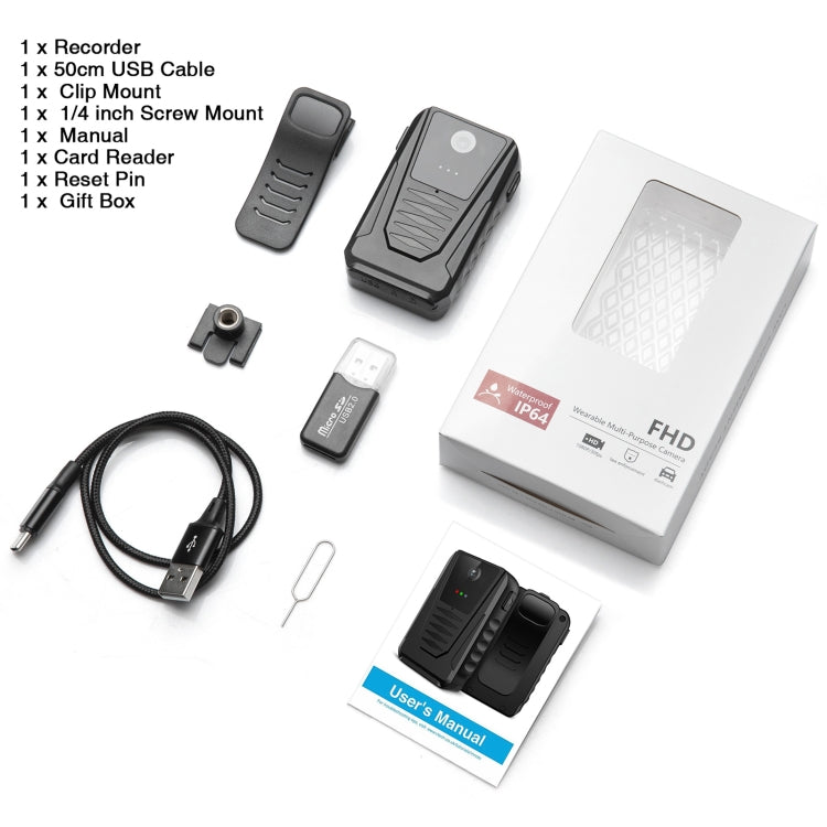 870B 1080P Portable Multifunctional Wearable Camera(Black) by bashfashion