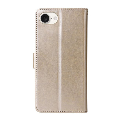 For iPhone 16e Embossed Butterfly Flowers Leather Phone Case(Gold) by bashfashion