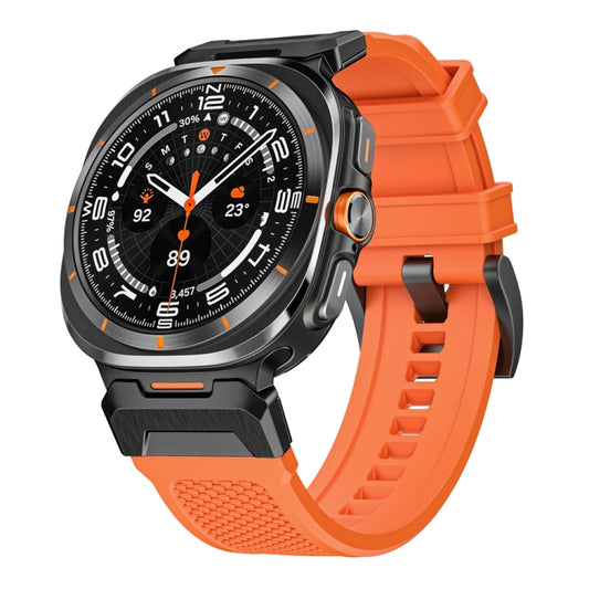 For Samsung Galaxy Watch Ultra 47mm / Ultra 2025 Black Steel Buckle Rubber Quick Release Watch Band(Orange) by bashfashion
