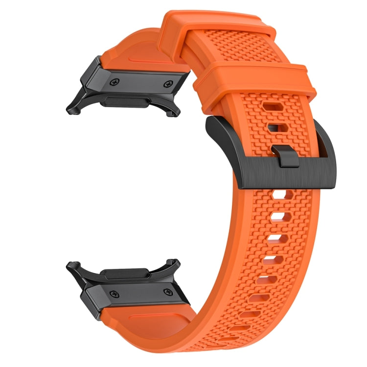 For Samsung Galaxy Watch Ultra 47mm / Ultra 2025 Black Steel Buckle Rubber Quick Release Watch Band(Orange) by bashfashion