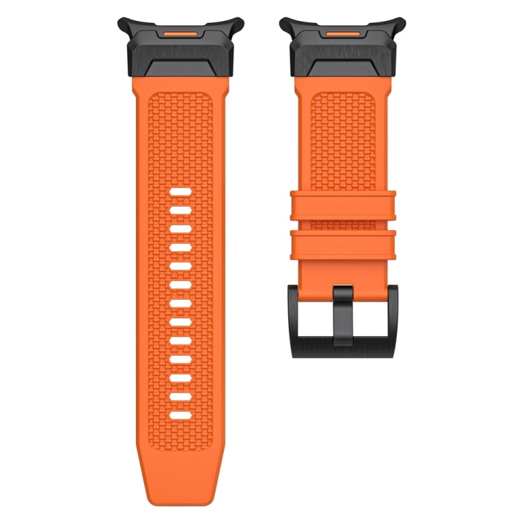 For Samsung Galaxy Watch Ultra 47mm / Ultra 2025 Black Steel Buckle Rubber Quick Release Watch Band(Orange) by bashfashion
