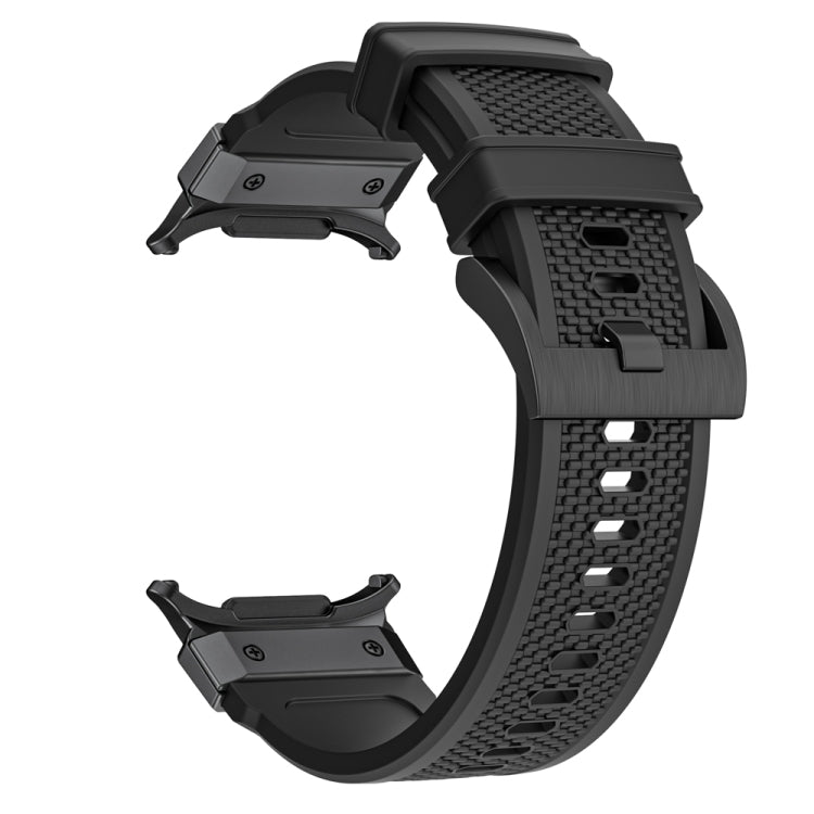 For Samsung Galaxy Watch Ultra 47mm / Ultra 2025 Black Steel Buckle Rubber Quick Release Watch Band(Black) by bashfashion