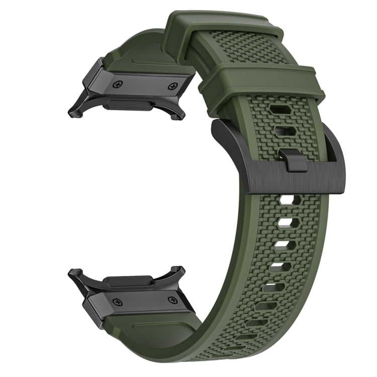 For Samsung Galaxy Watch Ultra 47mm / Ultra 2025 Black Steel Buckle Rubber Quick Release Watch Band(Army Green) by bashfashion