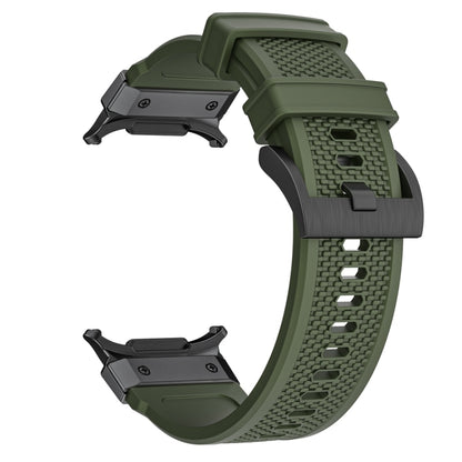 For Samsung Galaxy Watch Ultra 47mm / Ultra 2025 Black Steel Buckle Rubber Quick Release Watch Band(Army Green) by bashfashion