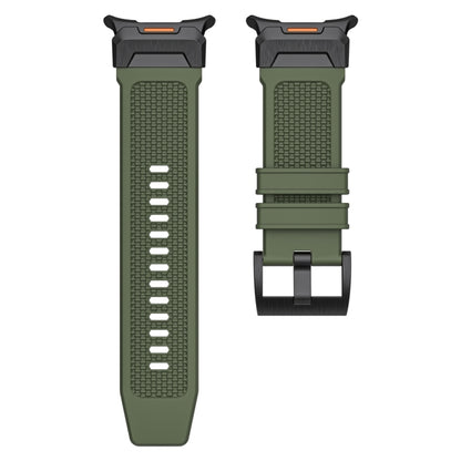 For Samsung Galaxy Watch Ultra 47mm / Ultra 2025 Black Steel Buckle Rubber Quick Release Watch Band(Army Green) by bashfashion