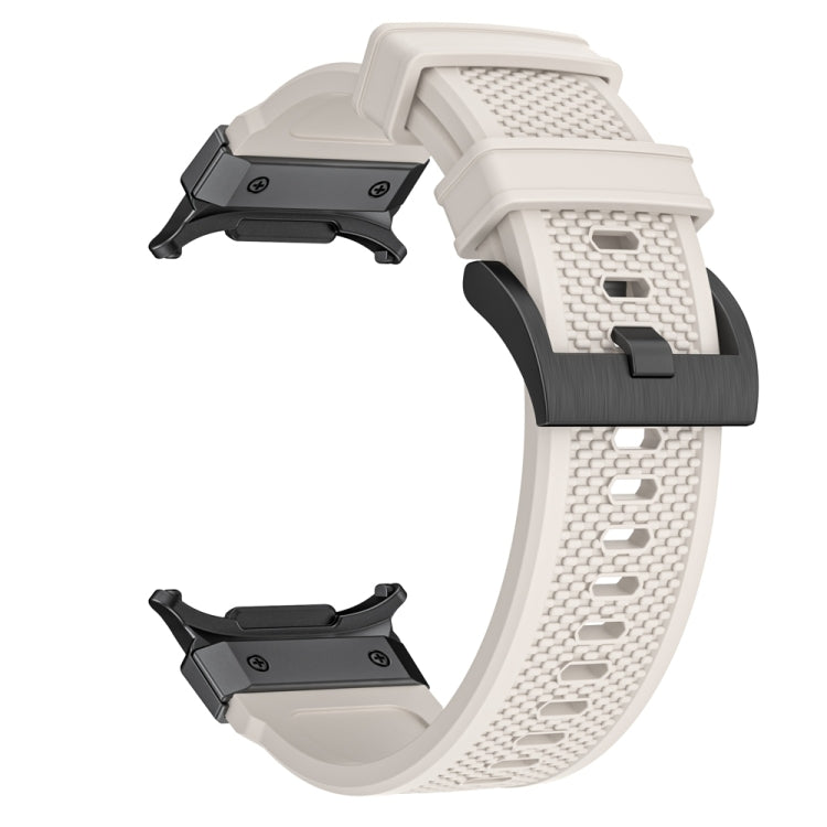 For Samsung Galaxy Watch Ultra 47mm / Ultra 2025 Black Steel Buckle Rubber Quick Release Watch Band(Starlight) by bashfashion