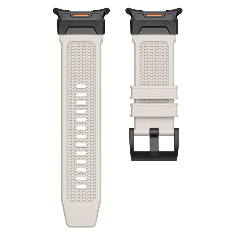 For Samsung Galaxy Watch Ultra 47mm / Ultra 2025 Black Steel Buckle Rubber Quick Release Watch Band(Starlight) by bashfashion