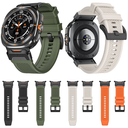 For Samsung Galaxy Watch Ultra 47mm / Ultra 2025 Black Steel Buckle Rubber Quick Release Watch Band(Starlight) by bashfashion