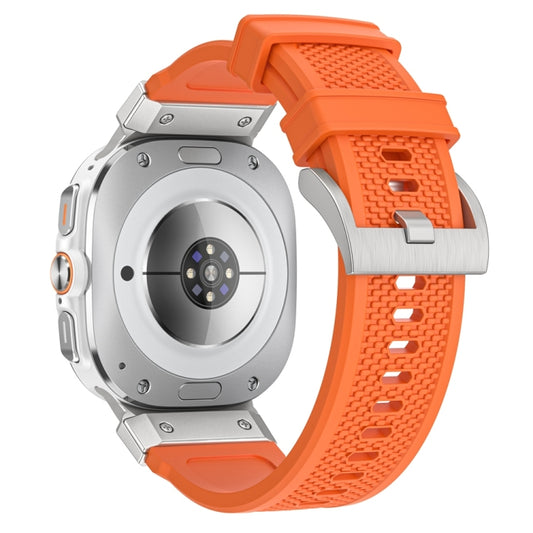 For Samsung Galaxy Watch Ultra 47mm / Ultra 2025 Silver Steel Buckle Rubber Quick Release Watch Band(Orange) by bashfashion