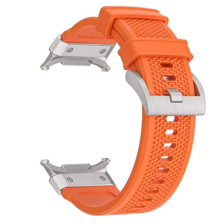 For Samsung Galaxy Watch Ultra 47mm / Ultra 2025 Silver Steel Buckle Rubber Quick Release Watch Band(Orange) by bashfashion