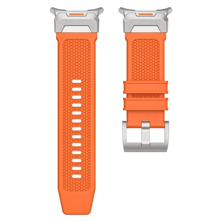 For Samsung Galaxy Watch Ultra 47mm / Ultra 2025 Silver Steel Buckle Rubber Quick Release Watch Band(Orange) by bashfashion