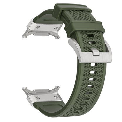 For Samsung Galaxy Watch Ultra 47mm / Ultra 2025 Silver Steel Buckle Rubber Quick Release Watch Band(Army Green) by bashfashion