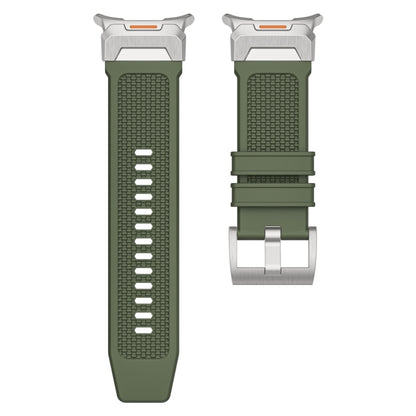 For Samsung Galaxy Watch Ultra 47mm / Ultra 2025 Silver Steel Buckle Rubber Quick Release Watch Band(Army Green) by bashfashion