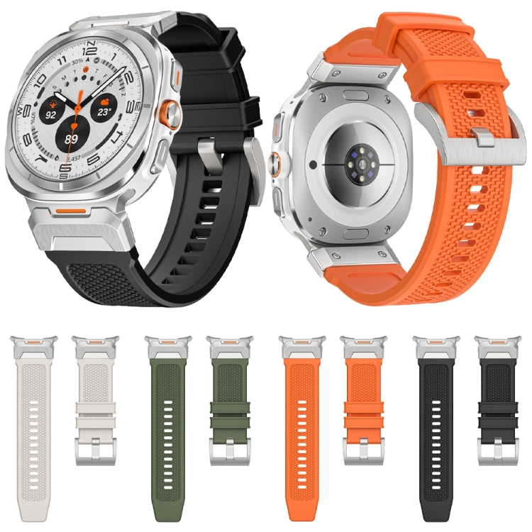 For Samsung Galaxy Watch Ultra 47mm / Ultra 2025 Silver Steel Buckle Rubber Quick Release Watch Band(Starlight) by bashfashion