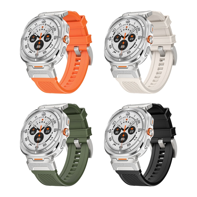For Samsung Galaxy Watch Ultra 47mm / Ultra 2025 Silver Steel Buckle Rubber Quick Release Watch Band(Orange) by bashfashion