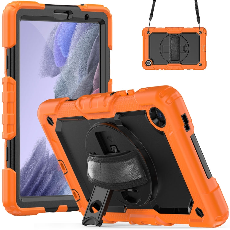 For Samsung Galaxy Tab A7 Lite T220 Silicone Hybrid PC Tablet Case with Shoulder Strap(Orange) by bashfashion