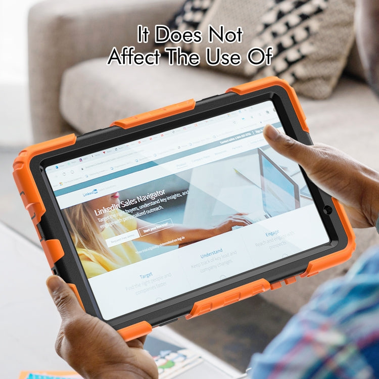 For Samsung Galaxy Tab A7 Lite T220 Silicone Hybrid PC Tablet Case with Shoulder Strap(Orange) by bashfashion