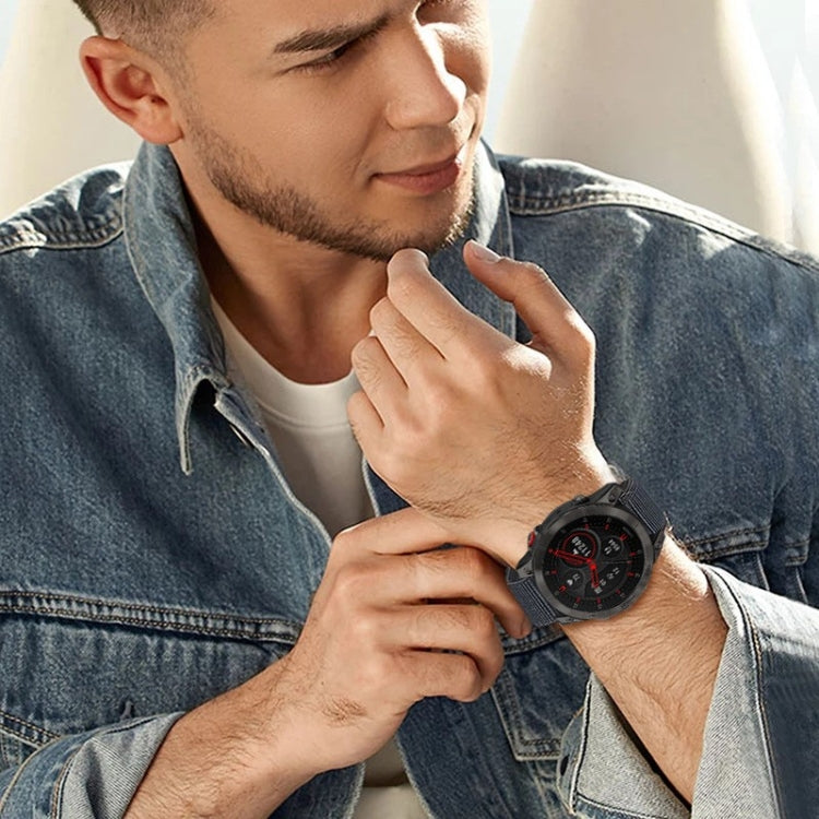 For Garmin Fenix 8 AMOLED 51mm Knitted Nylon Hook And Loop Fastener Watch Band(Black) by bashfashion