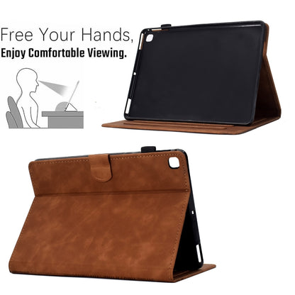 For Samsung Galaxy Tab S6 Lite P610 Cats Embossed Leather Smart Tablet Case(Brown) by bashfashion