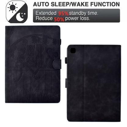For Samsung Galaxy Tab S6 Lite P610 Cats Embossed Leather Smart Tablet Case(Black) by bashfashion