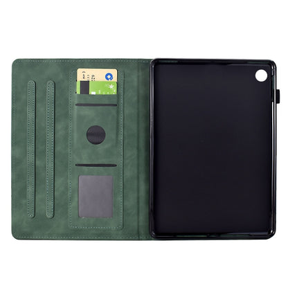For Samsung Galaxy Tab A11+ / A9+ Cats Embossed Leather Smart Tablet Case(Green) by bashfashion