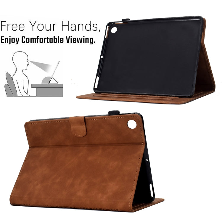 For Samsung Galaxy Tab A11+ / A9+ Cats Embossed Leather Smart Tablet Case(Brown) by bashfashion