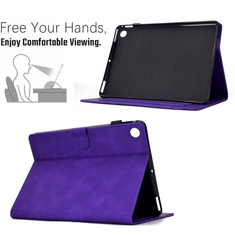 For Samsung Galaxy Tab A11+ / A9+ Cats Embossed Leather Smart Tablet Case(Purple) by bashfashion