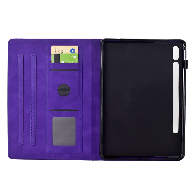 For Samsung Galaxy Tab S8 / S7 Cats Embossed Leather Smart Tablet Case(Purple) by bashfashion