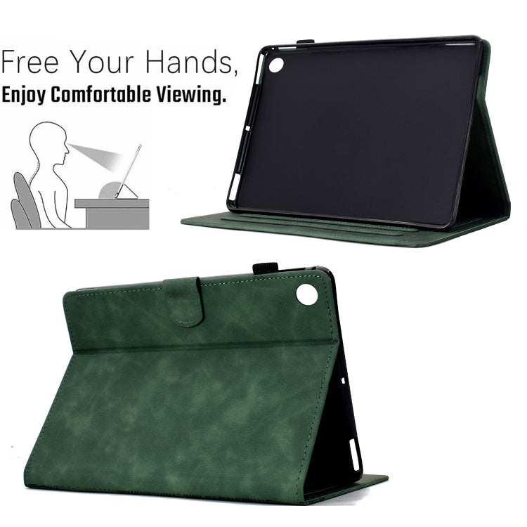 For Samsung Galaxy Tab A8 10.5 2021 X205 Cats Embossed Leather Smart Tablet Case(Green) by bashfashion
