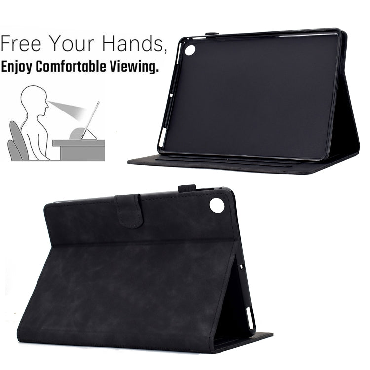 For Samsung Galaxy Tab A8 10.5 2021 X205 Cats Embossed Leather Smart Tablet Case(Black) by bashfashion