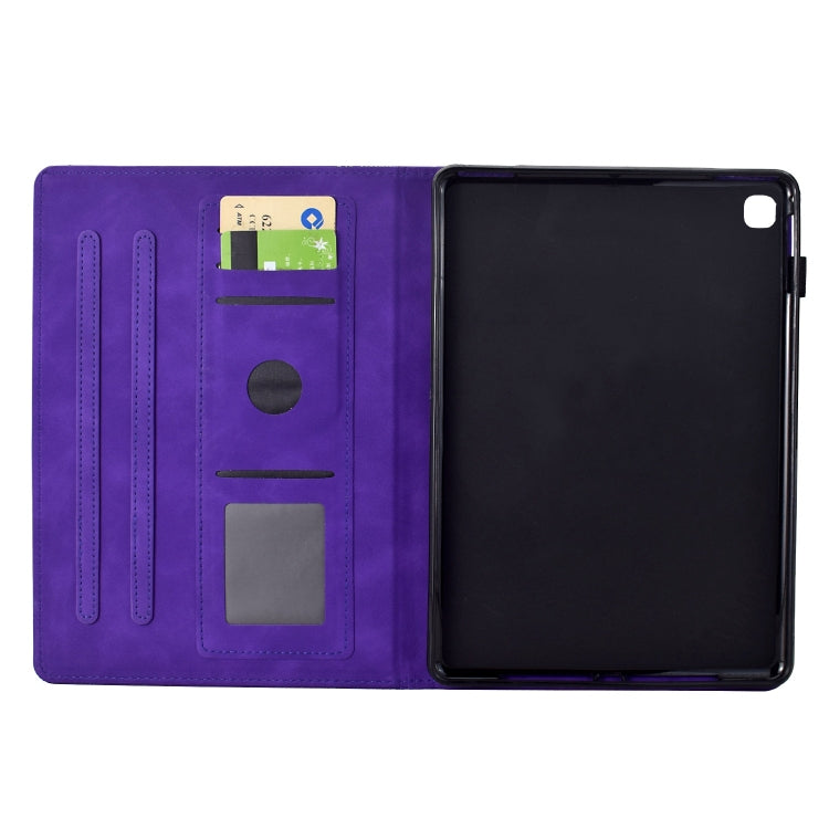 For Samsung Galaxy Tab A7 2020 T500 Cats Embossed Leather Smart Tablet Case(Purple) by bashfashion