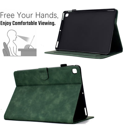 For Samsung Galaxy Tab S5e / T720 Cats Embossed Leather Smart Tablet Case(Green) by bashfashion