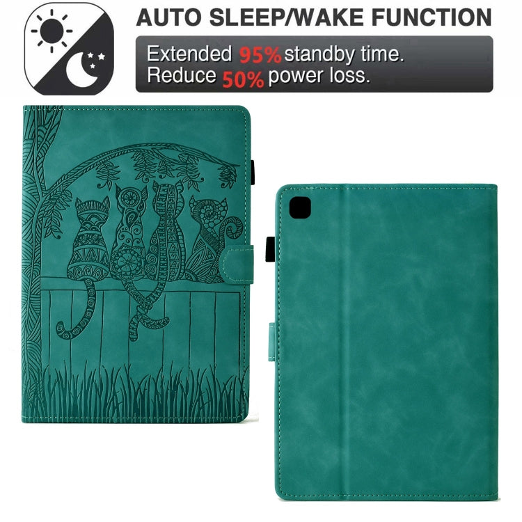 For Samsung Galaxy Tab S5e / T720 Cats Embossed Leather Smart Tablet Case(Light Blue) by bashfashion