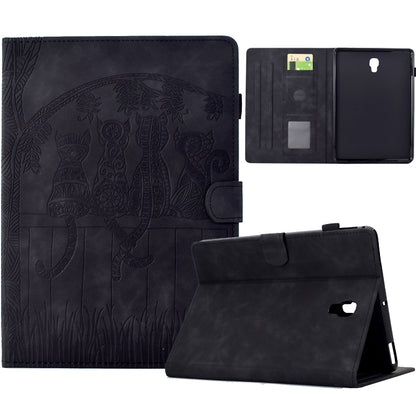 For Samsung Galaxy Tab A 10.5 T590 Cats Embossed Leather Smart Tablet Case(Black) by bashfashion