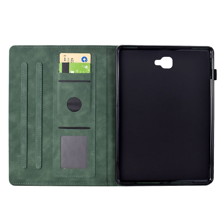 For Samsung Galaxy Tab A 10.1 2016 T580 Cats Embossed Leather Smart Tablet Case(Green) by bashfashion