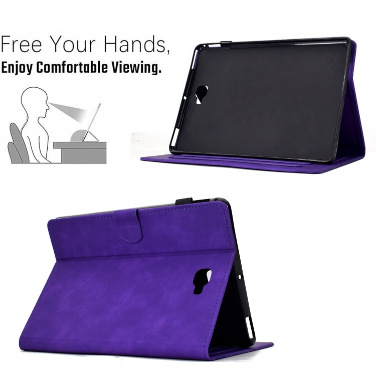 For Samsung Galaxy Tab A 10.1 2016 T580 Cats Embossed Leather Smart Tablet Case(Purple) by bashfashion