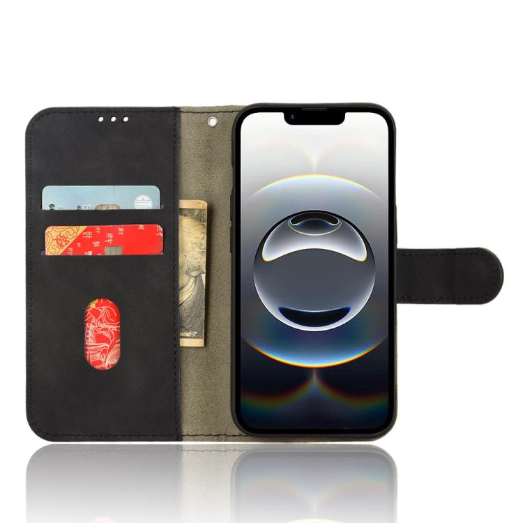 For iPhone 16e Skin Feel Magnetic Flip Leather Phone Case(Black) by bashfashion