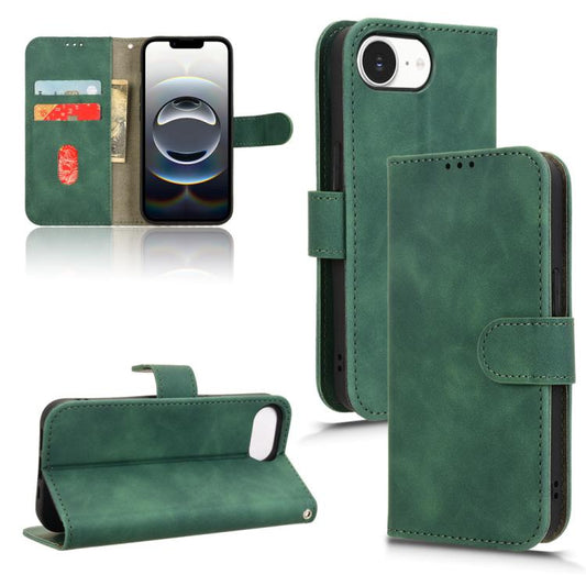 For iPhone 16e Skin Feel Magnetic Flip Leather Phone Case(Green) by bashfashion
