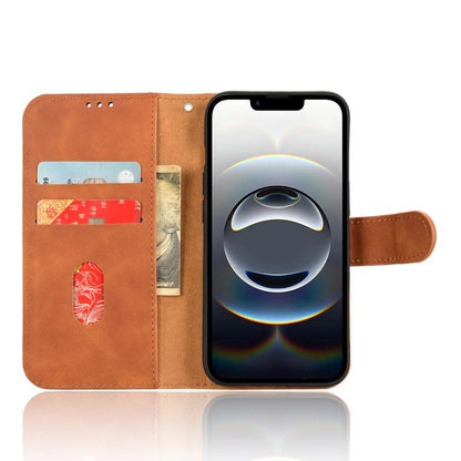 For iPhone 16e Skin Feel Magnetic Flip Leather Phone Case(Brown) by bashfashion