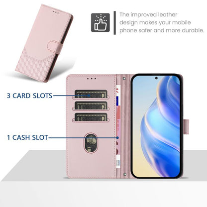 For iPhone 16e Honeycomb Embossing RFID Leather Phone Case(Pink) by bashfashion