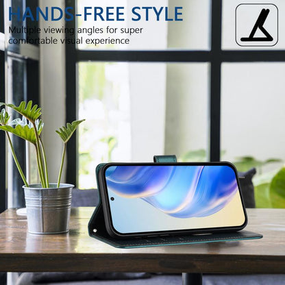 For iPhone 16e Honeycomb Embossing RFID Leather Phone Case(Peacock Green) by bashfashion