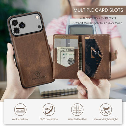 For iPhone 17 Pro Max JEEHOOD J01 Retro Magnetic Detachable Wallet Phone Case(Brown) by JEEHOOD