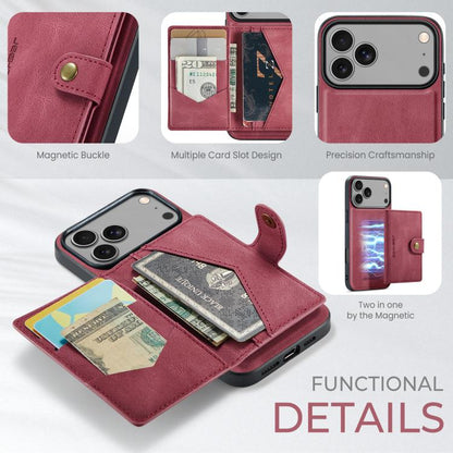 For iPhone 17 Pro Max JEEHOOD J01 Retro Magnetic Detachable Wallet Phone Case(Red) by JEEHOOD