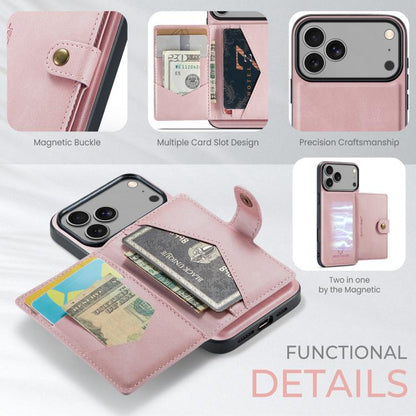 For iPhone 17 Pro Max JEEHOOD J01 Retro Magnetic Detachable Wallet Phone Case(Pink) by JEEHOOD