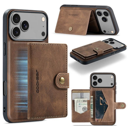 For iPhone 17 Pro JEEHOOD J01 Retro Magnetic Detachable Wallet Phone Case(Brown) by JEEHOOD