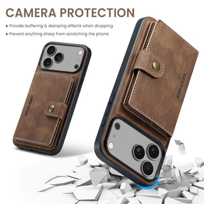 For iPhone 17 Pro JEEHOOD J01 Retro Magnetic Detachable Wallet Phone Case(Brown) by JEEHOOD