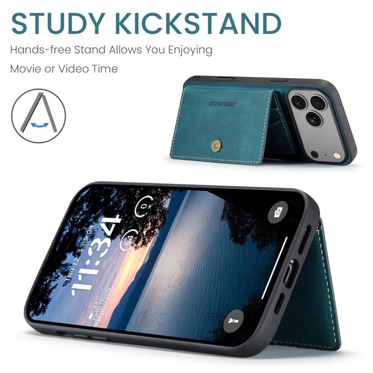 For iPhone 17 Pro JEEHOOD J01 Retro Magnetic Detachable Wallet Phone Case(Blue) by JEEHOOD